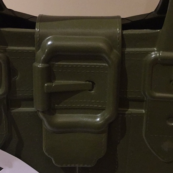 Great Bag Co. Designer Robert Verdi Rubber Tote Bag Purse Army Green - Picture 7 of 15